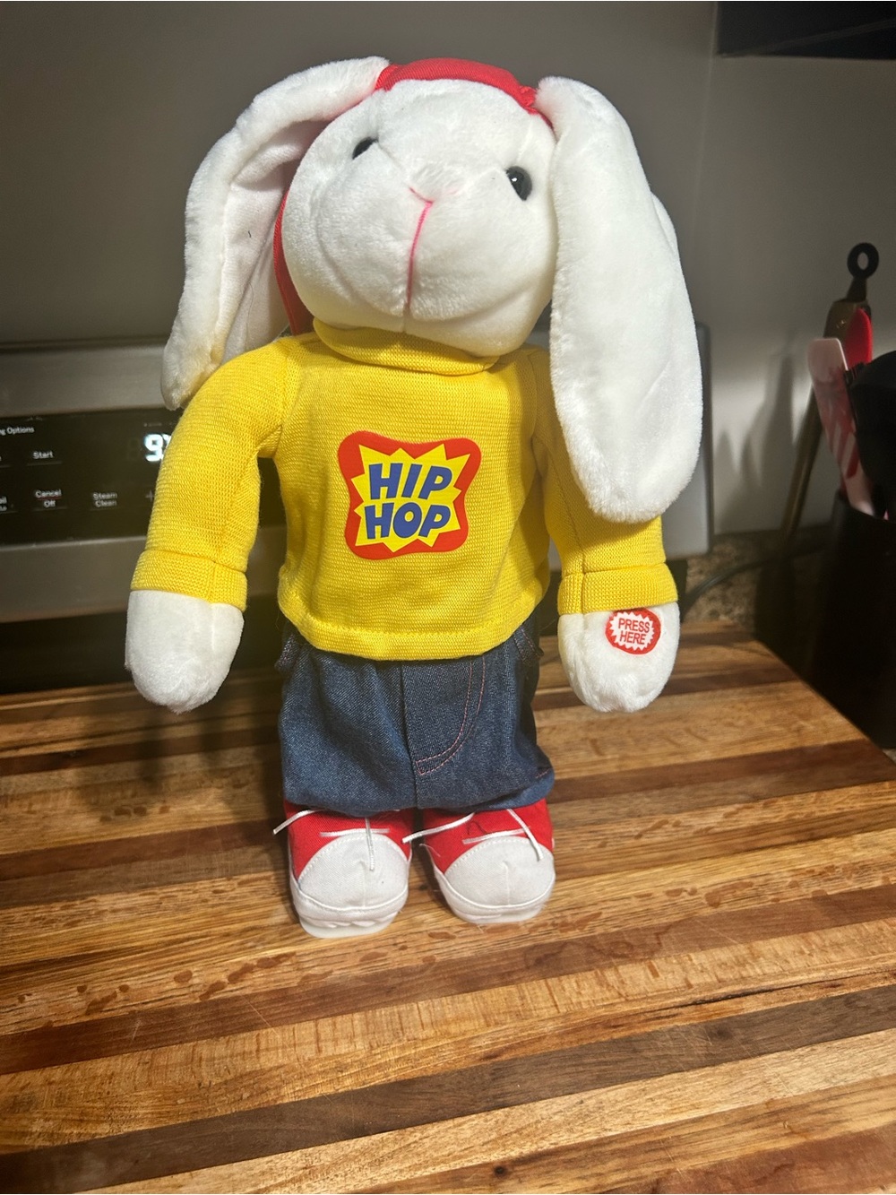Avon Hip Hop Bunny Plush - White, Yellow & Red